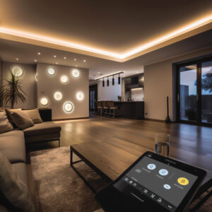 Smart home secured automation with wifi technology, Hand using s